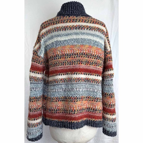 anthropologie KNITTED & KNOTTED Michela Cardigan Intarsia Knit Open Front SMALL - Picture 4 of 10